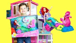 Caleb Pretend Play with Barbie Dream House amp Princess Barbies Toys [upl. by Eniluap573]