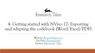 QDA Software NVivo 12 Getting started 4 Exporting and adapting the codebook  Word Excel PDF [upl. by Aretha]