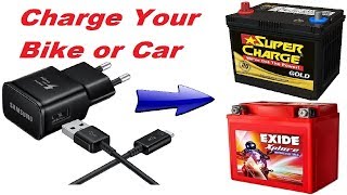 How to Charge 12Volt BikeCar Battery with 5Volt Mobile Phone Charger Updated 2020  shop online [upl. by Island953]