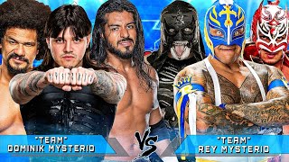 WWE 2K24  Team quotDirtyquot Dominik Mysterio Vs Team Rey Mysterio  6 Man Tornado Tag Team Match [upl. by Osmo626]