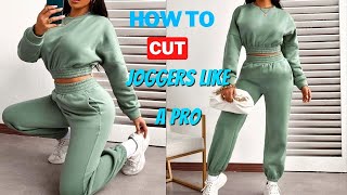 HOW TO CUT JOGGERS PANT LIKE A PRO joggers pants diy [upl. by Yerfdog]