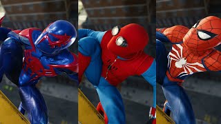 SpiderMan Stops the Crane With All 45 Suits  Marvels SpiderMan Remastered PS5 [upl. by Dhiman]