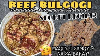 HOMEMADE SAMGYUPSAL  BULGOGI  BEEF BULGOGI  HOW TO MAKE SAMGYUP MARINADE  SAMGYUP SA BAHAY [upl. by Edrahs]