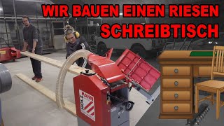 Wir bauen eine riesen Schreibtisch  Tischplatte selber bauen  Holz abrichten und hobeln  Leimholz [upl. by Mighell]