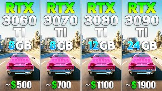 RTX 3090 Ti vs RTX 3080 Ti vs RTX 3070 Ti vs RTX 3060 Ti  Test in 4K [upl. by Inneg861]