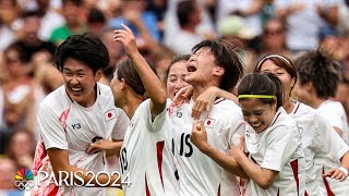 Japans Aoba Fujino scores with curling shot from free kick vs Spain  Paris Olympics  NBC Sports [upl. by Giule]