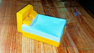 How to make Origami Bed amp Bedding  DIY school project  Easy Origami Bed Paper Crafts For School [upl. by Nivrehs]