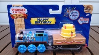 New 2013 Happy Birthday Thomas  Special 2 Car Pack With Cake For the Wooden Toy Railway By Mattel [upl. by Giacomo]