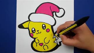 KAWAII PIKACHU FÜR WEIHNACHTEN  ZEICHNEN UND MALEN [upl. by Blank]