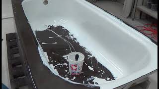 China White Bathtub Paint amp Roll A Glaze Additive on Brown Bathtub [upl. by Stichter]