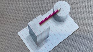 How to Draw a 3D Cube and Cylinder Optical Illusion3D Drawing Optical Illusion [upl. by Jareb792]