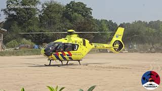 Brownout takeoff PHLLN H135 Lifeliner 3 after a accident at Laren [upl. by Drofkcor]