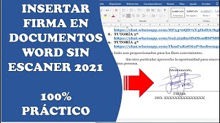 COMO INSERTAR FIRMA EN DOCUMENTOS WORD SIN ESCANER [upl. by Melisandra700]