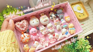 ◉¯ ✧˖ Making cute air dry clay charm orders  gratitude chats 🩷 CLAY artist vlog [upl. by Carny423]