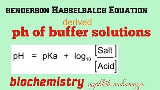 pH of Buffer solutions  Henderson Hasselbalch Equation [upl. by Lah163]