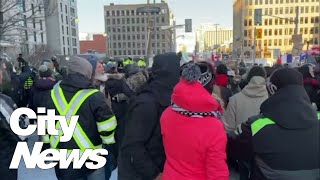 Ottawa Police advance in second protest location [upl. by Maidy]