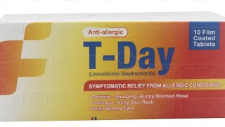 TDay tablet 10mg uses in urdu Levocetirizine dihydrochlorideanti allergic treatment [upl. by Einaffyt]