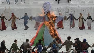 Russians in Siberia Celebrate Annual Maslenitsa Festival [upl. by Nawd]