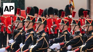 British troops join French guards in ceremony at Elysee Palace for Entente Cordiale anniversary [upl. by Standing]