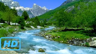 Crystal Clear River Flow Beneath Green Mountains 2K Peace White Noise Relaxation ASMR 5h [upl. by Salbu540]