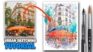 URBAN SKETCHING Tutorial  Simple Step By Step For Beginners [upl. by Esme]