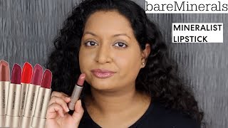 Bare Minerals Mineralist HydraSmoothing Lipstick Swatches [upl. by Barret]