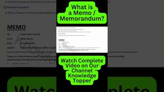 What is Memo or Memorandum Writing shorts memo knowledgetopper [upl. by Plank]