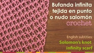 Bufanda infinita tejida en el punto nudo salomón  English subtitles solomons knot infinity scarf [upl. by Ateloj]