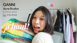 2023 Winter Try On Haul ❄️🛍  GANNI Acne Studios Everlane Polene bag korean brands [upl. by Eelynnhoj]