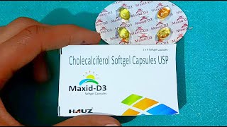 Cholecalciferol Vitamin D3 CapsuleMaxidD3 Softgel CapsuleCholecalciferol 60000 IU Capsule [upl. by Esojnauj]