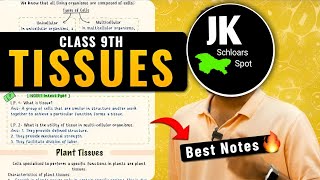 Best Hand Written Notes Of TISSUES Class 9th  Jk scholar spot [upl. by Knapp734]