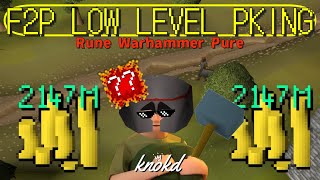 Low Level F2P Pk  Rune Warhammer Pure  OSRS [upl. by Azarcon520]