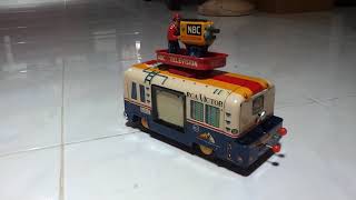 RARE Battery Op RCA NBC Mobile Color TV Truck Cragstan Tin Toy 723 Camera Man Part 2 [upl. by Seditsira812]