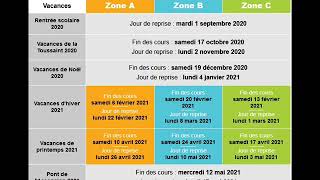 vacances scolaires 2020  2021 [upl. by Laehpar]