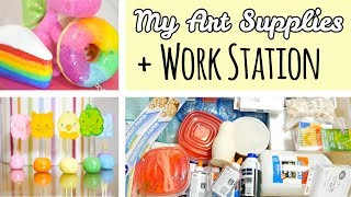 All My Art Supplies  Work Station Tour  Art Crafts Squishies [upl. by Seedman]