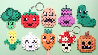 10 Cute Perler Bead Vegetable Keychains Easy DIY Tutorial for Beginners [upl. by Haridan]