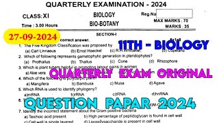 11th Biology Quarterly question paper 2024  11th Biology Quarterly important questions 2024 [upl. by Tnahs]