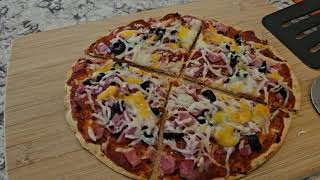 How to Make a CRISPY Low Carb Tortilla Pizza [upl. by Rentschler]