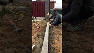 How to install a sidewalk curb 🦾 landscape pavers construction work sidewalk garden [upl. by Geminian283]