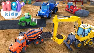 Construction Vehicles Song for Kids 🚛 Excavator Bulldozer amp Other Trucks for children  HeyKids [upl. by Ahsiekahs]