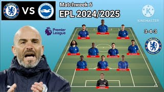 Chelsea vs Brighton  Potential Line Up Chelsea Matchweek 6 Premier League Season 20242025 [upl. by Nels]