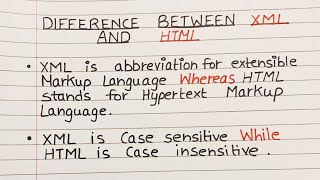 Difference Between xml and html  HTML vs XML [upl. by Ibmab18]