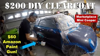 Cordless HVLP paint sprayer clear coat on Marketplace Mini Cooper autorepair autobodypaint [upl. by Ebonee]