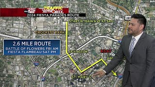 Routes start times for Fiesta’s Battle of Flowers and Flambeau parades [upl. by Anelys729]