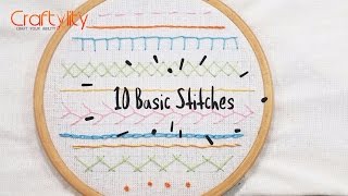 DIY Hand Embroidery Stitches Tutorial for Beginners  Learn 10 Simple Hand Embroidery Stitches Ideas [upl. by Fleischer]