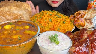 ASMR EATING VEG BIRYANIPOORI ALOO CURRYPANEER ROLLSAMOSA [upl. by Mildred]