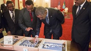 Obama meets Lucy a 32 millionyearold human ancestor  Mashable [upl. by Atiuqel763]