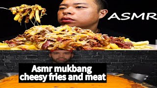 Asmr mukbang cheesy fries and meat compilation compilation cheesey fries mukbang asmreating [upl. by Acyre]