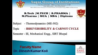 IRREVERSIBILITY AND CARNOT CYCLE [upl. by Airamalegna]