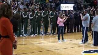 14 year old Aubree Oliverson plays National Anthem  Utah Jazz Game [upl. by Allit]